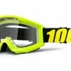 Masque 100% Strata Jaune Fluo Ecran Transparent -Vélos Tout Terrain Soldes masque 100 strata zoom